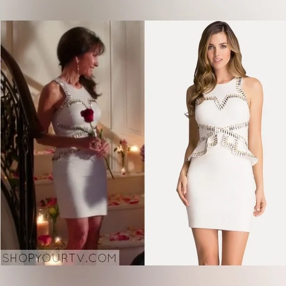 bebe white peplum dress NWT Bebe Studded Peplum Ponte Dress Ivory XXS $169